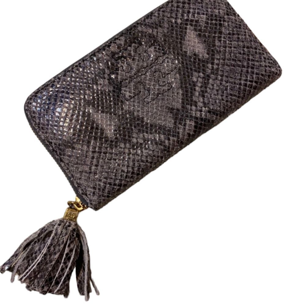 New Tory Burch Thea Snake Continental ZIP Wallet